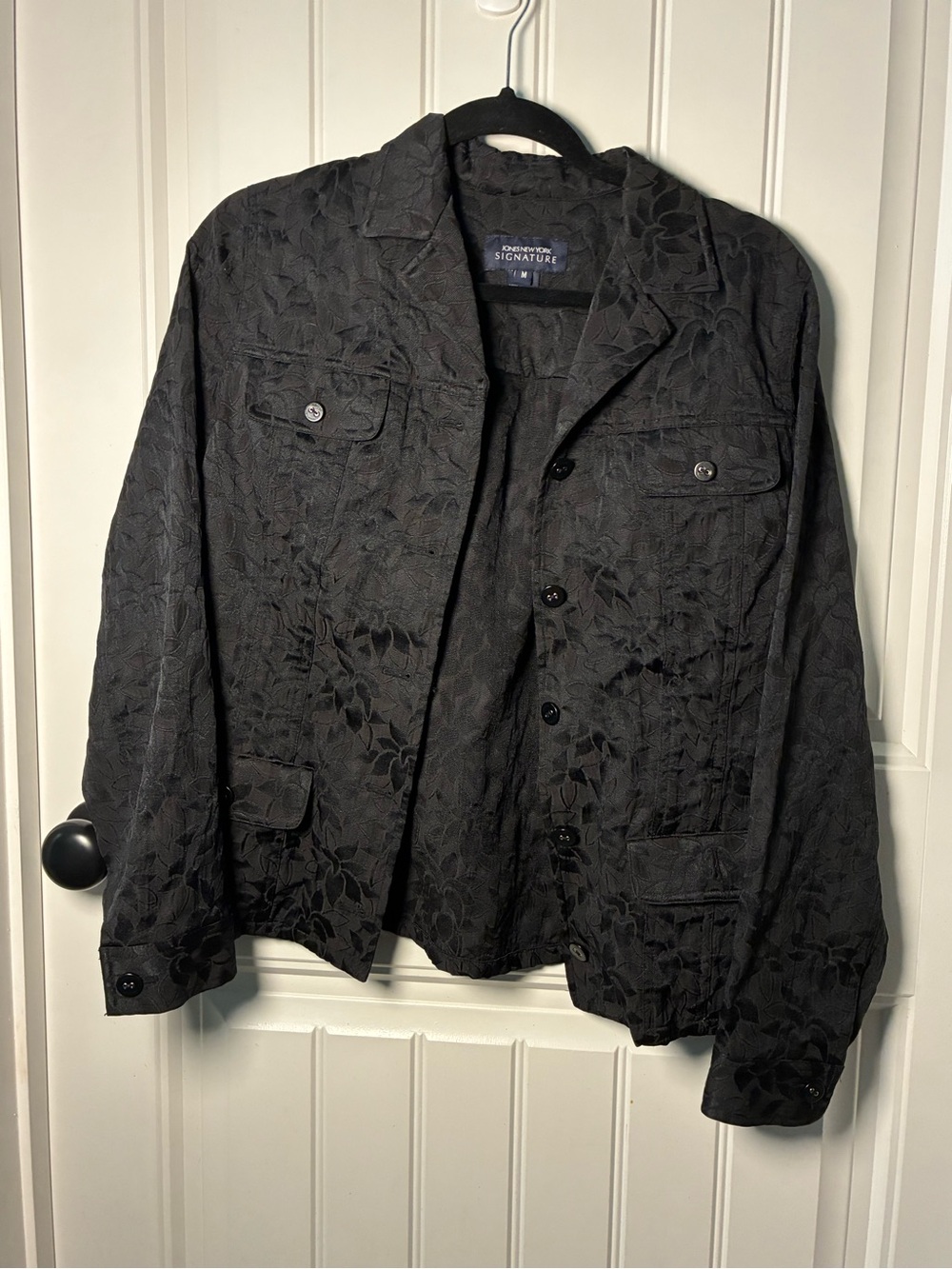 Jones New York Black Floral Jacquard Blazer
